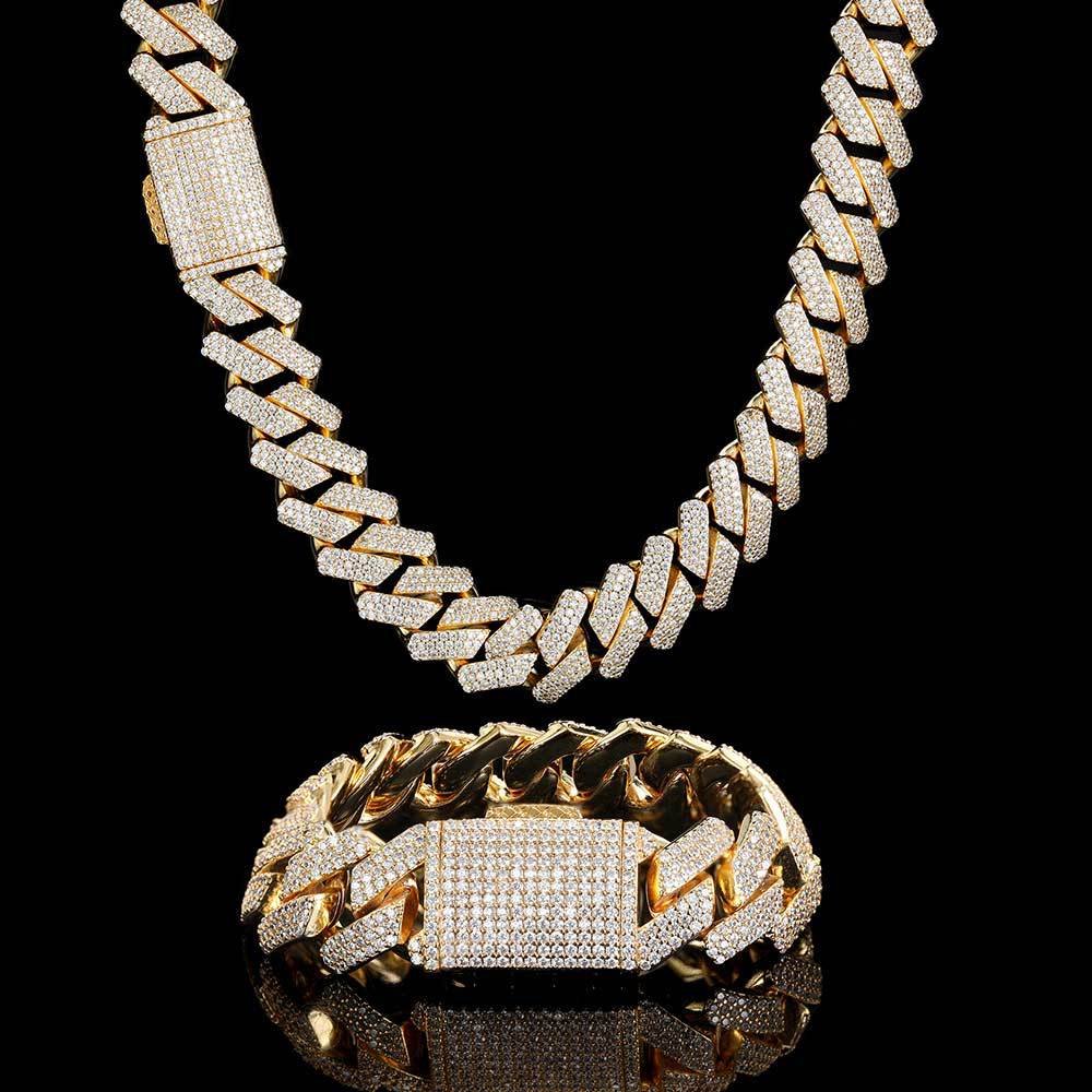 20MM Cuban Link Diamond Prong Chain – GZYS JEWELRY